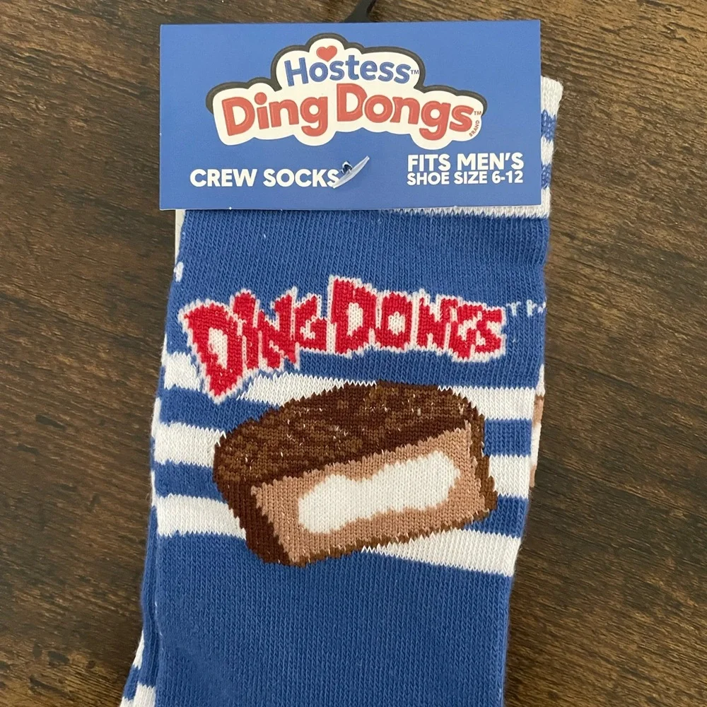 NEW Hostess Ding Dongs‎ Blue and White Crew Socks Size 6-12